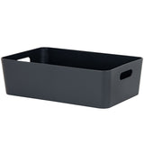 Ordnungsbox - anthrazit - Lederoptik - 39,5 x 24,5 cm - Schubladenorganizer Ordnungskorb Organizerbox - Ordnungssystem