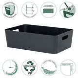 Ordnungsbox - anthrazit - Lederoptik - 39,5 x 24,5 cm - Schubladenorganizer Ordnungskorb Organizerbox - Ordnungssystem