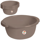 4x Schüssel 9 Liter rund D-35x15 cm Braun - Haushaltsschüssel Waschschüssel Universal Küchenschüssel Spülschüssel Kunststoff Fußbad Pflege - nestbar