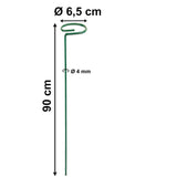 Pflanzenstütze mit Blumenring 90 cm hoch - Ring Ø6,5 cm - aus 4mm kunststoffummantelten Draht - Grün Single Stem - Metall - Blumenstütze Buschstütze - Staudenstütze - Blumenhalter Rankhilfe Pflanzenring Zimmerpflanzen