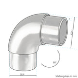 Edelstahl Rundbogen für 42,4 mm Rohre - V2A Fitting für Geländer Handlauf Balkon Verbindung gebürstet