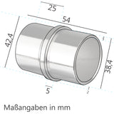 Edelstahl Rohrverbinder für 42,4 mm Rohre - V2A Fitting für Geländer Handlauf Balkon Verbindung gebürstet