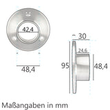 Edelstahl Flansch für 42,4 mm Rohre - V2A Fitting für Geländer Handlauf Balkon gebürstet
