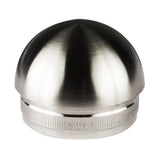 Edelstahl Endstück für 42,4 mm Rohre - Halbrund - V2A Fitting für Geländer Handlauf Balkon Endkappe gebürstet - Steckverbindung Press Kappe Stöpsel Stopfen Rohrendkappe Abdeckkappe Rohrstopfen