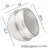 Edelstahl Endstück für 42,4 mm Rohre - Halbrund - V2A Fitting für Geländer Handlauf Balkon Endkappe gebürstet - Steckverbindung Press Kappe Stöpsel Stopfen Rohrendkappe Abdeckkappe Rohrstopfen