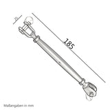 Edelstahl Wantenspanner Spannschraube D-8 x 185-265 mm lang- Seilspanner Segelspanner für Drahtseil