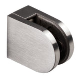 Edelstahl Glashalter halbrund für 6 mm Glas - Glasklemme flach für gerade Flächen Geländer Sicherung