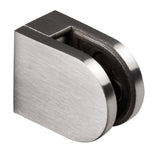Edelstahl Glashalter halbrund für 6 mm Glas - Glasklemme flach für gerade Flächen Geländer Sicherung