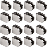 16x Edelstahl Glashalter halbrund für 6 mm Glas - Glasklemme flach für gerade Flächen Geländer Sicherung