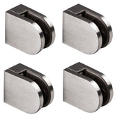 4x Edelstahl Glashalter halbrund für 6 mm Glas - Glasklemme flach für gerade Flächen Geländer Sicherung