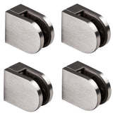4x Edelstahl Glashalter halbrund für 6 mm Glas - Glasklemme flach für gerade Flächen Geländer Sicherung