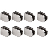 8x Edelstahl Glashalter halbrund für 6 mm Glas - Glasklemme flach für gerade Flächen Geländer Sicherung