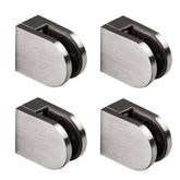 4x Edelstahl Glashalter halbrund für 8 mm Glas - Glasklemme flach für gerade Flächen Geländer Sicherung