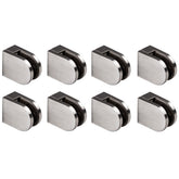8x Edelstahl Glashalter halbrund für 8 mm Glas - Glasklemme flach für gerade Flächen Geländer Sicherung