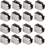 16x Edelstahl Glashalter halbrund für 10 mm Glas - Glasklemme flach für gerade Flächen Geländer Sicherung