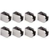 8x Edelstahl Glashalter halbrund für 10 mm Glas - Glasklemme flach für gerade Flächen Geländer Sicherung