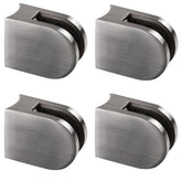 4x Edelstahl Glashalter halbrund für 6 mm Glas - Glasklemme rund für Rundrohre Geländer Sicherung
