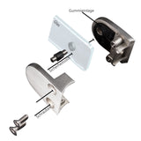 Edelstahl Glashalter halbrund für 10 mm Glas - Glasklemme rund für Rundrohre Geländer Sicherung