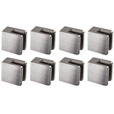 8x Edelstahl Glashalter eckig für 6 mm Glas - Glasklemme flach für gerade Flächen Geländer Sicherung