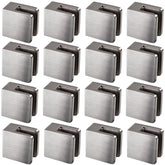 16x Edelstahl Glashalter eckig für 8 mm Glas - Glasklemme flach für gerade Flächen Geländer Sicherung