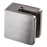 Edelstahl Glashalter eckig für 10 mm Glas - Glasklemme flach für gerade Flächen Geländer Sicherung