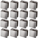 16x Edelstahl Glashalter eckig für 10 mm Glas - Glasklemme flach für gerade Flächen Geländer Sicherung