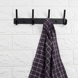 Schwarz Hakenleiste mit 4 Doppelhaken - Edelstahl Garderobe - Wandhaken zum Bohren