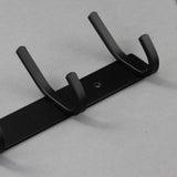 Schwarz Hakenleiste mit 4 Doppelhaken - Edelstahl Garderobe - Wandhaken zum Bohren