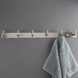 Hakenleiste mit 6 Pin-Haken - Edelstahl Garderobe - Wandhaken zum Bohren Silber