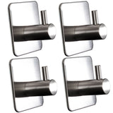 4x Wandhaken - 3M selbstklebend - Edelstahl Haken - Handtuchhaken ohne Bohren Wandhalterung universal Huthaken Klebehaken