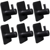 6 Stück Wandhaken - schwarz - 3M selbstklebend - Edelstahl Haken - Handtuchhaken ohne Bohren