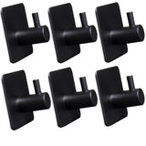 6 Stück Wandhaken - schwarz - 3M selbstklebend - Edelstahl Haken - Handtuchhaken ohne Bohren