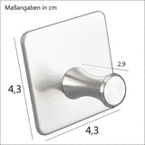 6x Wandhaken - 3M selbstklebend - Edelstahl Haken - Handtuchhaken ohne Bohren Wandhalterung universal Huthaken Klebehaken
