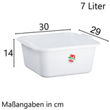 4x Schüssel 7 Liter quadratisch 30x30x14 cm weiß - aus PP-Kunststoff - Universal Haushaltsschüssel Waschschüssel Küchenschüssel Spülschüssel Kunststoff Fußbad Pflege - nestbar