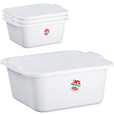 4x Schüssel 7 Liter quadratisch 30x30x14 cm weiß - aus PP-Kunststoff - Universal Haushaltsschüssel Waschschüssel Küchenschüssel Spülschüssel Kunststoff Fußbad Pflege - nestbar