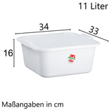 12x Schüssel 11 Liter quadratisch 34x33x16 cm weiß - aus PP-Kunststoff - Universal Haushaltsschüssel Waschschüssel Küchenschüssel Spülschüssel Kunststoff Fußbad Pflege - nestbar