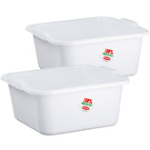2x Schüssel 16 Liter quadratisch 38x37x18 cm weiß - Haushaltsschüssel Waschschüssel Universal Küchenschüssel aus PP-Kunststoff Spülschüssel Kunststoff Fußbad Pflege - nestbar
