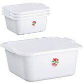 4x Schüssel 16 Liter quadratisch 38x37x18 cm weiß - Haushaltsschüssel Waschschüssel Universal Küchenschüssel Spülschüssel Kunststoff Fußbad Pflege - nestbar
