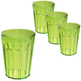 4 Stück Campingglas Trinkglas GRÜN 450 ml Trinkgläser - für 4 Personen - bruchfest Camping Glas Set - Kunststoff Party Picknick Kinder Wasserglas
