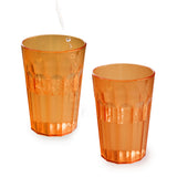 4 Stück Halloween Party-Trinkglas ORANGE 630 ml Trinkgläser - für 4 Personen - bruchfest Party Tischdeko Glas Set - Kunststoff Party Picknick Kinder Wasserglas