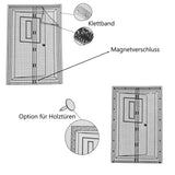 Fliegengitter für Türen mit Klettband - Magnet Tür Vorhang Insektenschutz schwarz - ohne Bohren