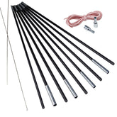 Fiberglas Zeltstange Ø 12,7 mm - 850 cm aus 9 Segmenten - mit Gummizug und Einfädelhilfe Zeltgestänge Zeltstangen - Ersatzstangen für Zelte Kürzbar - Biegeradius 120 cm