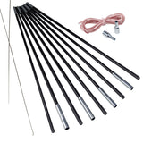 Fiberglas Zeltstange Ø 11 mm - 775 cm aus 9 Segmenten - mit Gummizug und Einfädelhilfe Zeltgestänge Zeltstangen - Ersatzstangen für Zelte | Kürzbar - Biegeradius 120 cm