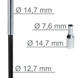 Fiberglas Zeltstange Ø 12,7 mm - 850 cm aus 9 Segmenten - mit Gummizug und Einfädelhilfe Zeltgestänge Zeltstangen - Ersatzstangen für Zelte Kürzbar - Biegeradius 120 cm