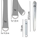 Sturmband Set Dachüberspannung 12,5 m lang Spanngurt Spannfeder und 2 Heringe Sturmset Sturmsicherung Vorzelt Zelt Zubehör Camping Tie-Down