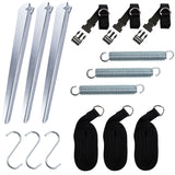 Sturmband Set Spanngurte 3x6 m mit Spannfeder Heringe S-Haken Sturmset Sturmsicherung Vorzelt Zelt Zubehör Camping Tie Down Erdanker Sturmverspannung Seitensicherung
