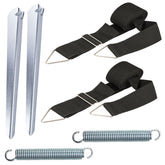 Sturmband Set Spanngurte 2x3,5 m mit Spannfeder Heringe Sturmset Sturmsicherung Vorzelt Zelt Zubehör Camping Tie Down Erdanker Sturmverspannung