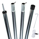 2 Stück Zeltstange - Dachstangen mit Spitze - 2 m - Aufstellstange - Tarpstange Vorzelt Camping Zubehör