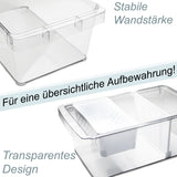 Kühlschrank-Organizer mit Körbchen und Trennwand 37x23x14,5 cm durchsichtig mit Griff aus Acryl Aufbewahrungsbox Fridge Organizer Kühlschrankbox BPA-frei Speisekammer transparent Küchenschrank Box
