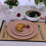 Melamin Geschirrset für 4 Personen - 16 Teile elegante Steingut Optik im warmen Rosé Ton - mit klarem Trinkglas 300ml - Campinggeschirr Geschirrset Tafelgeschirr Spülmaschinengeeignet Outdoor Camping